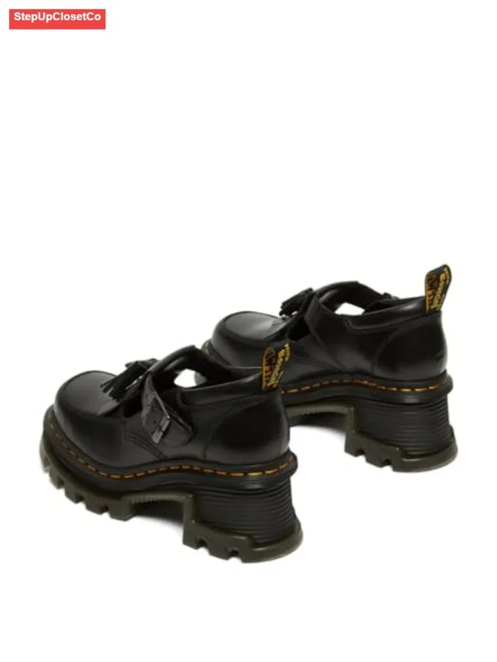 Leather Mary Jane Heeled Platform Shoes - Non-Slip Doc Martens Style, Chunky